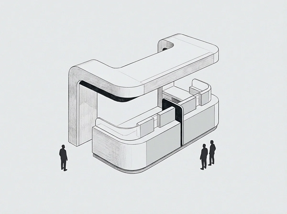 Modular service kiosks allow individuals to manage professional exchanges while maintaining precise transactional structures within a bounded spatial environment.