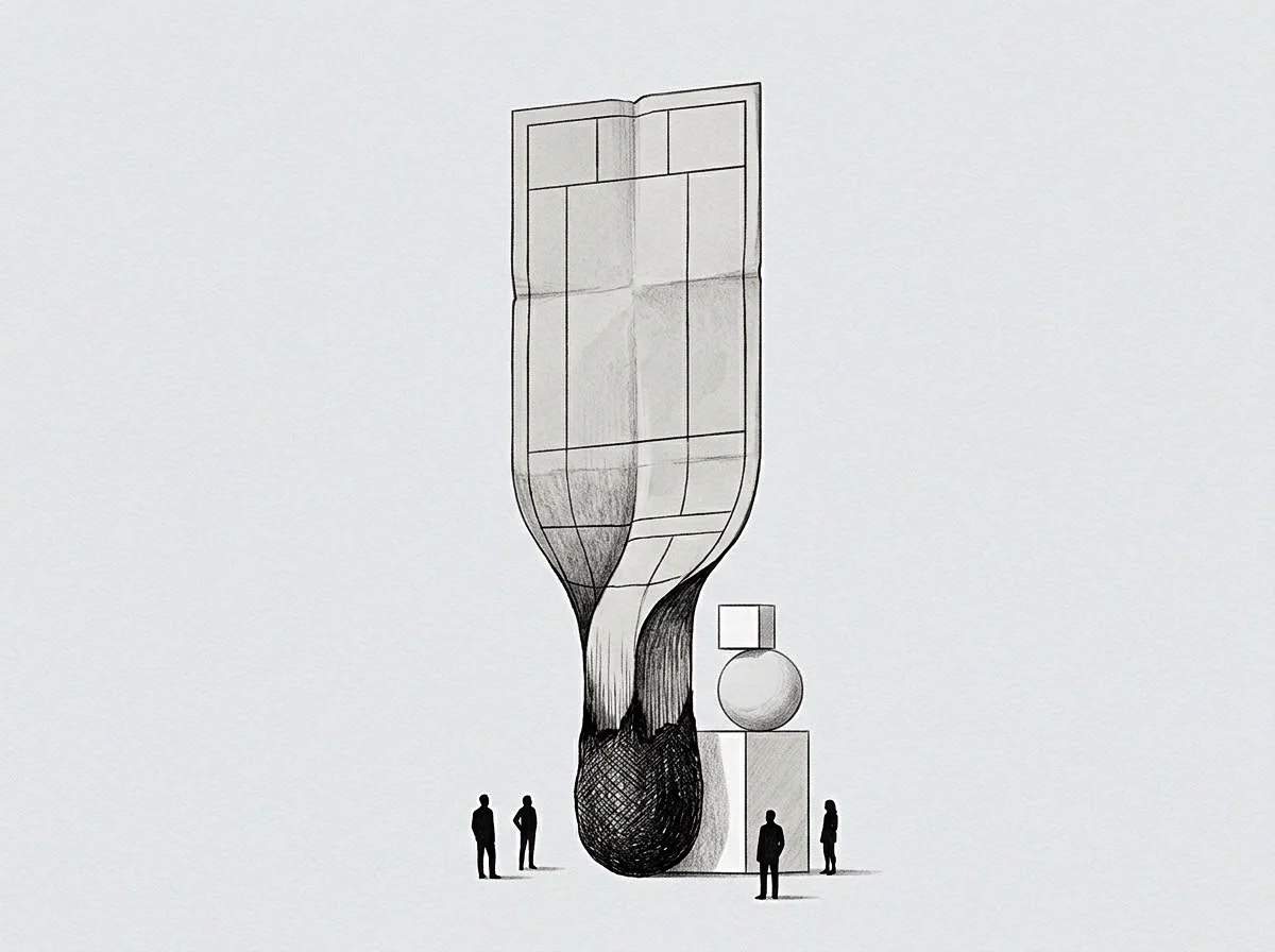 An unfolding record structure with witness figures and geometric measurements forms the central focus.